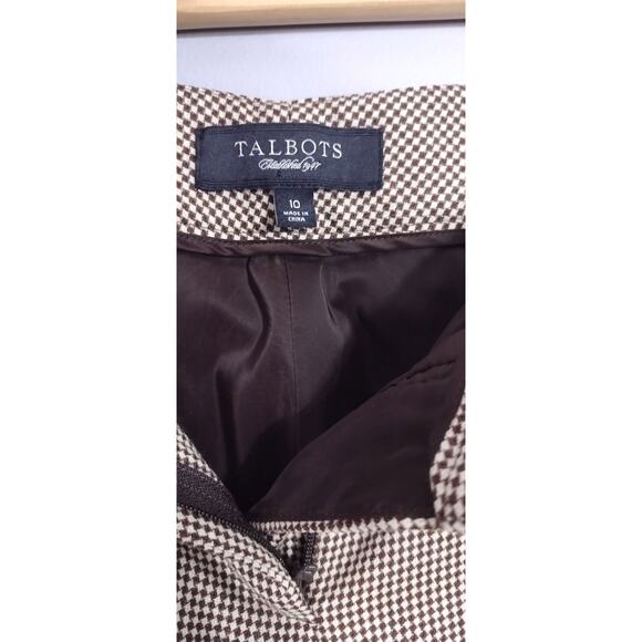 Talbots Signature Flare light brown check wool trouser pant size 10 - Picture 12 of 13